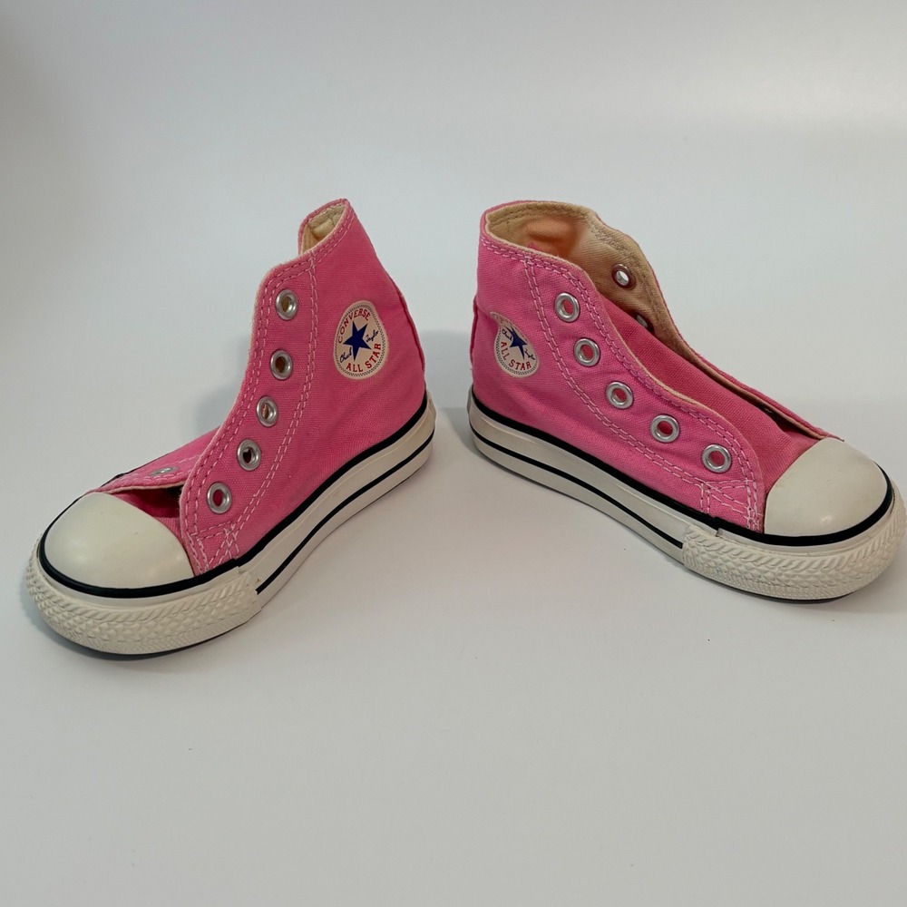Converse Sneakers Pink High Top Toddler Baby Size 5 Pink Pre-owned No Laces